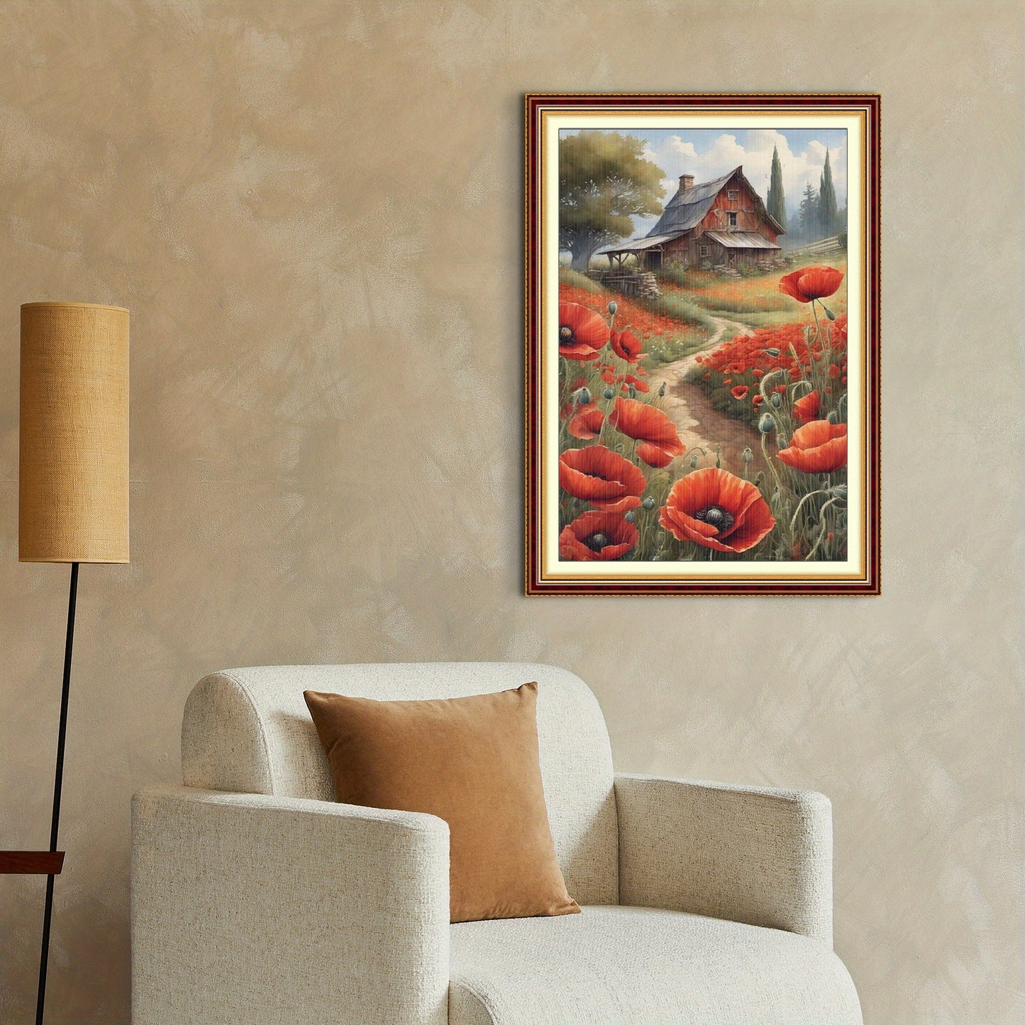 Stamped Cross Stitch Kits for Adults, Poppy Embroidery Kits for Beginners, 11CT Patterns, Counted Embroidery Needlepoint Kits Home Decor, 15.7 x 23.6 inch