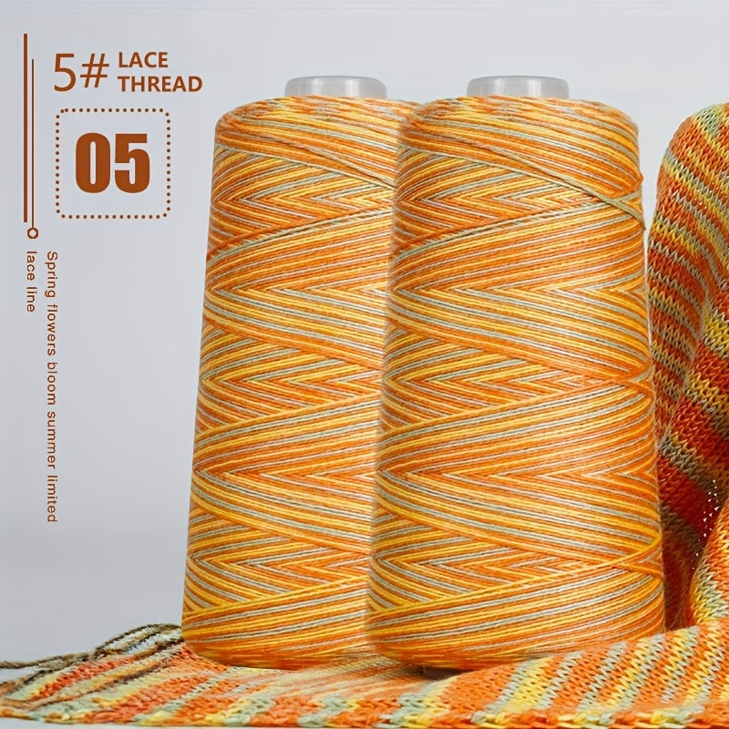 2pcs 620g 90% and 10% Linen Yarn | Soft Light Beige, Ideal for Knitting, Crocheting, Handcrafts - 2025 New Segment Dyeing 5# Lace Thread, Lightweight and Breathable for Spring and Summer Crafts - Professional Use