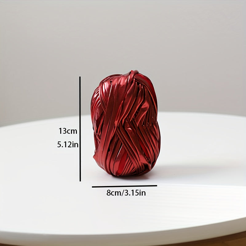 A Set of 3 Mixed Color 300G Faux Metallic Sheen Yarn, Suitable for Handmade Crochet Bags, Dolls, Pendants, Etc., in Golden + Silver + Dark Gray, Antique Golden + Burgundy + Dark Brown, Made of 100% Polyester, Red And White Ch