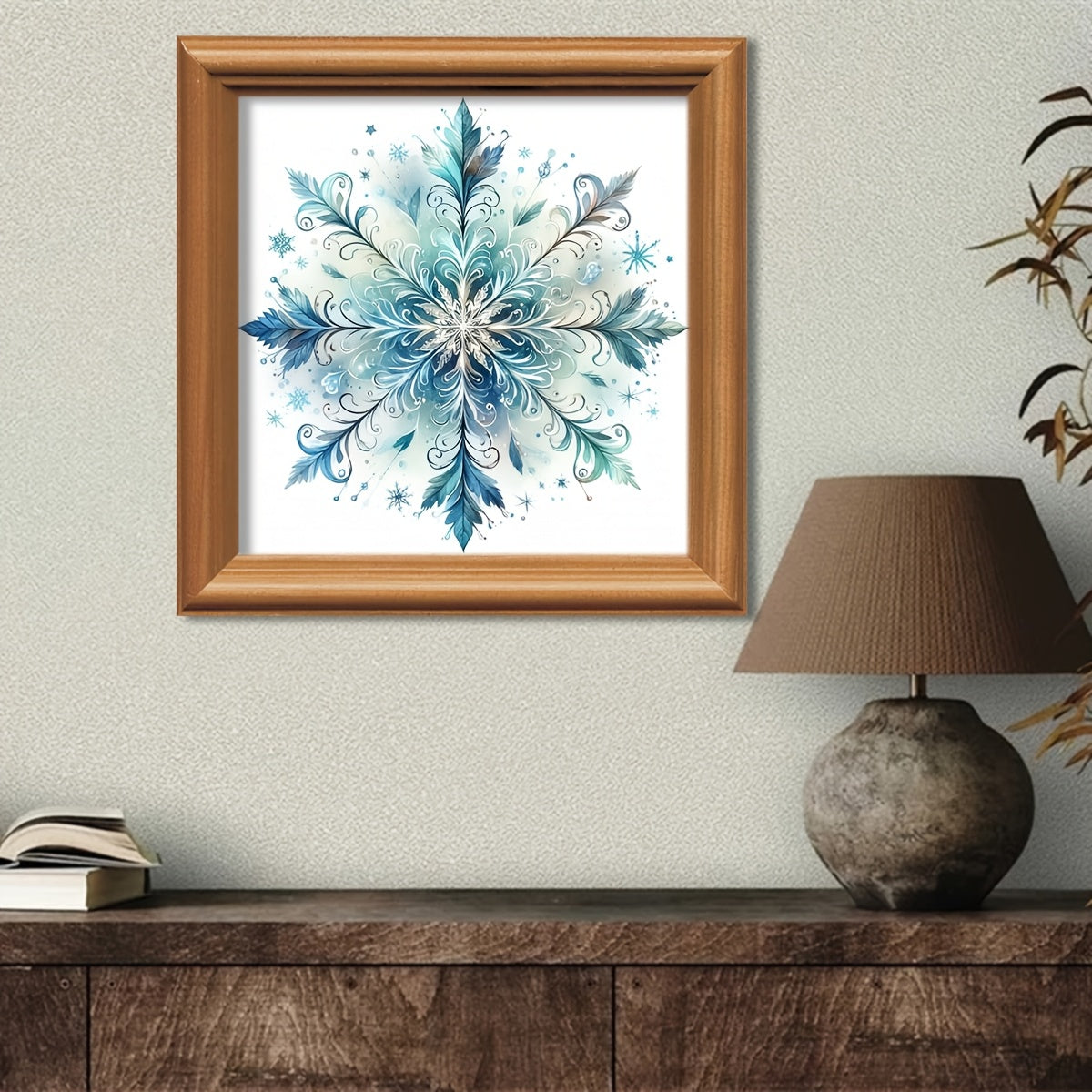 1 Set - Snowflake Theme Cross Stitch Painting Kit, DIY Art Needlework Supplies, 11CT Embroidery Decorative Craft for Creative Handmade Relax Gift, Full Home Decoration Print Embroidery Art, Perfect for Entryway, Study Room, B