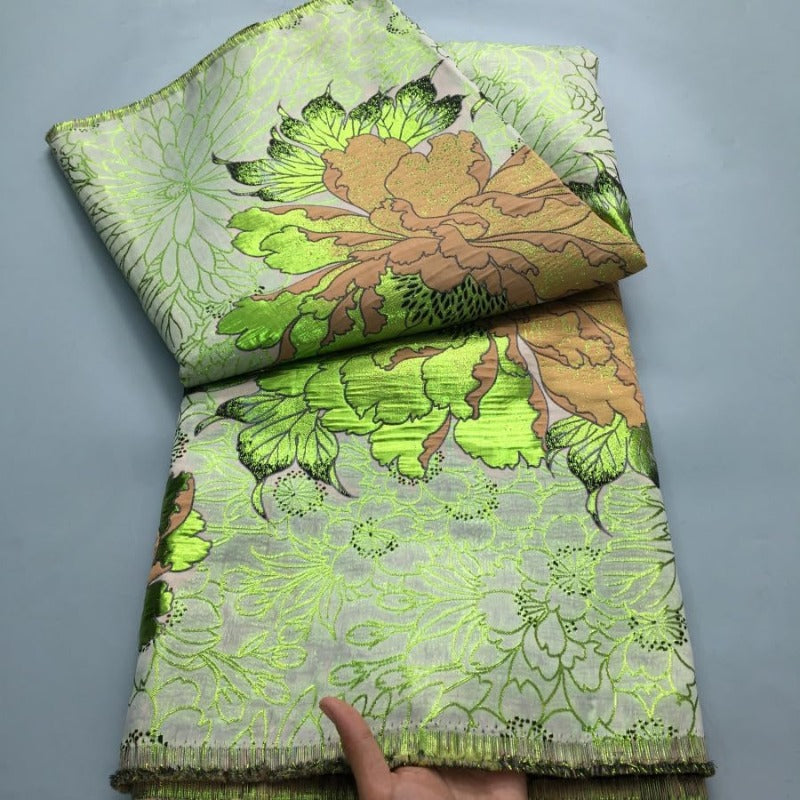 1 Roll/5 Yards African Lace Fabric French Jacquard Brocade with Golden Embroidery & gilding - Wide Width (39-47in) Luxury Wedding Dress Fabric, Multicolor (21+ Colors) Base for Evening Gowns, Bridal Attire, Skirts & Shawls -