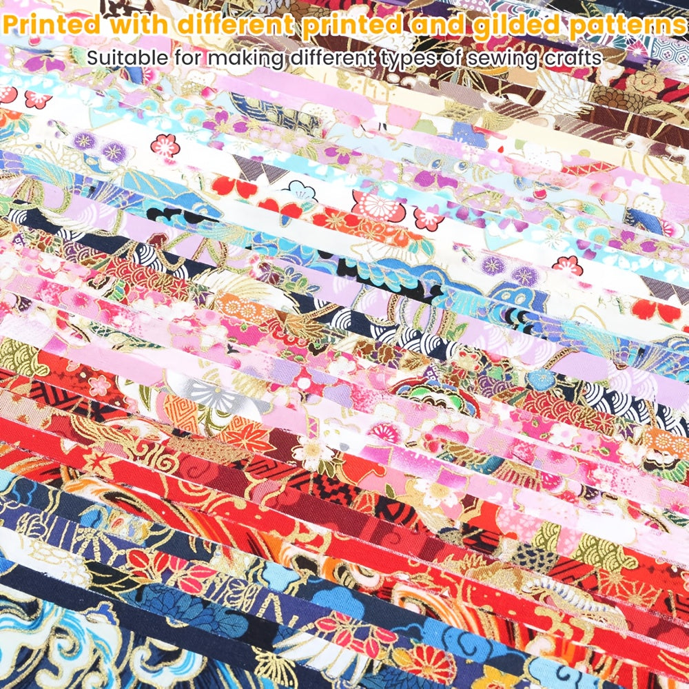 40pcs Washable Quilting Fabric Strips - Pre-Cut Crafting strips with Floral, Paisley, Abstract Patterns - Navy Blue, Red, Pink, Golden, Beige, Brown, Purple, Teal - for Quilting, Upholstery, Bags, Home Decor - Ideal for Begin