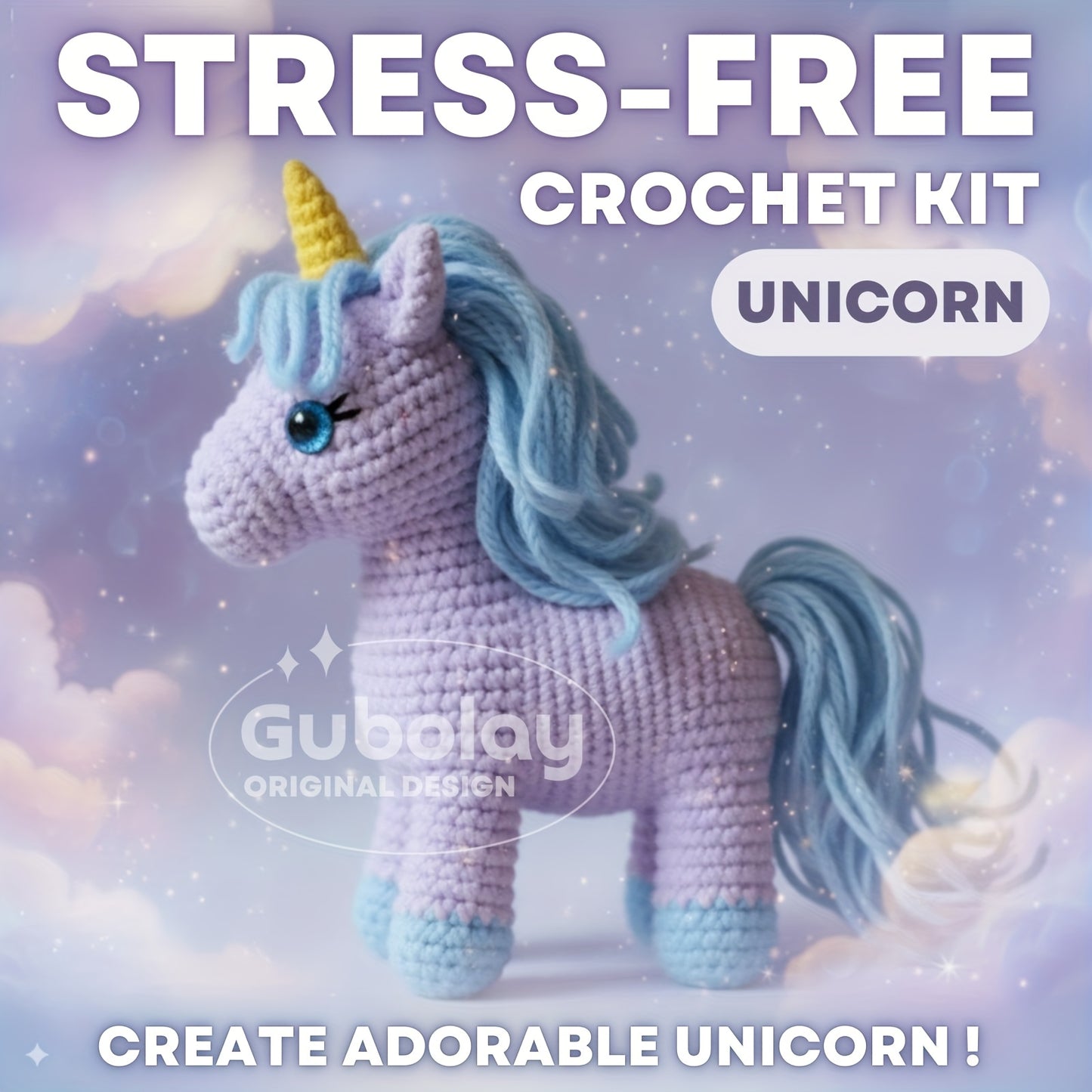 Complete Unicorn Crochet Starter Kit for Adults Beginners with Step-by-Step Video Tutorial & Amigurumi Doll - Soft Yarn (30% Extra), Hook & Accessories Included | Stress-Free DIY Craft Gift for Crocheting Cute Unicorns | All-