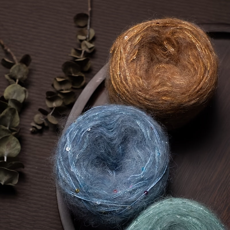 4 Skeins of Sequined, 1.76 oz Per Skein, for Hand-Knitting Coats And Scarves.