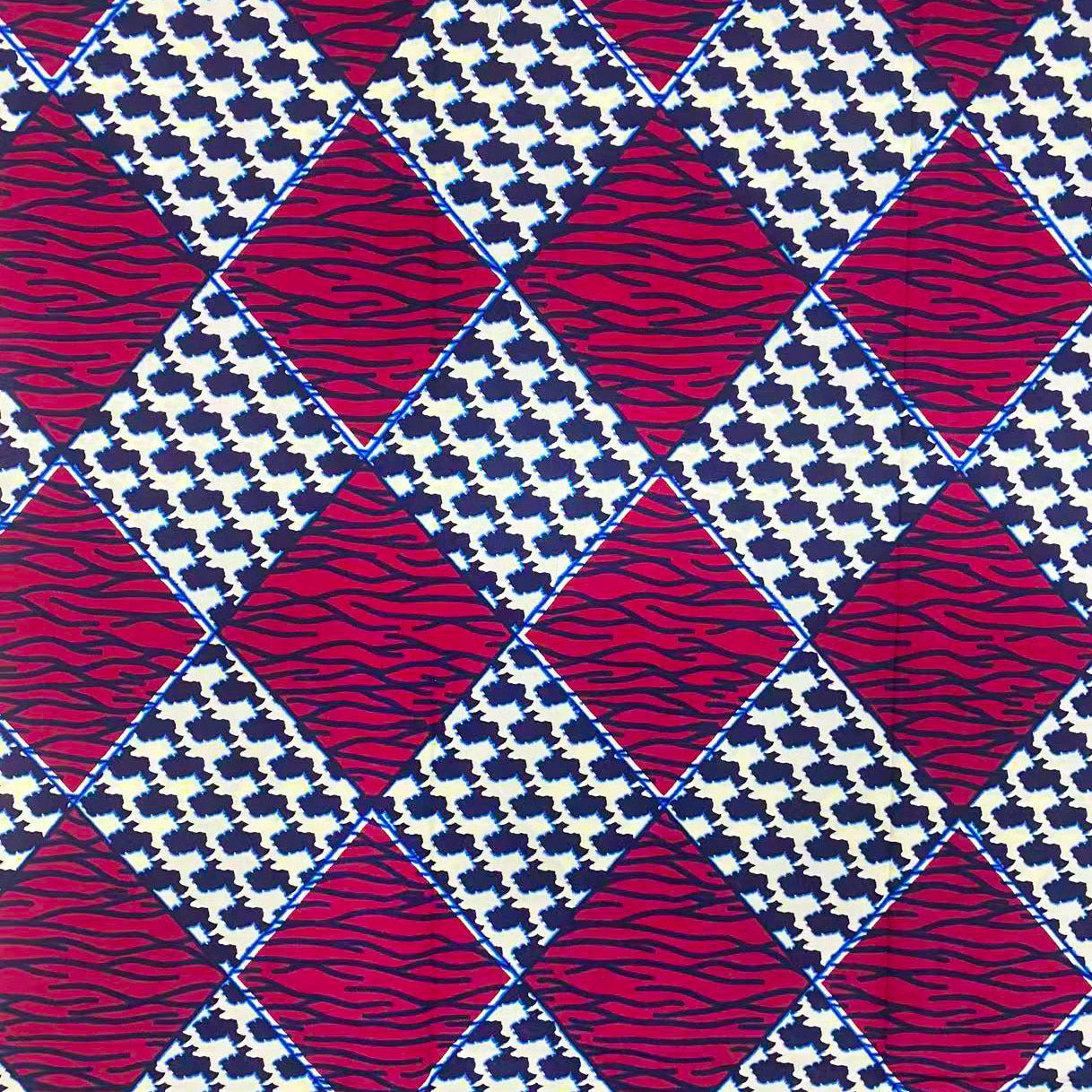 African Wax Print Fabric - Extra Long 6 Yards per Meter - Red, Pink, Brown, Navy - Smooth Soft Texture for Dresses, Skirts, Party & Wedding Dresses - Durable Sewing Fabric for Women'S Clothing - Ideal for Crafts & African Fas