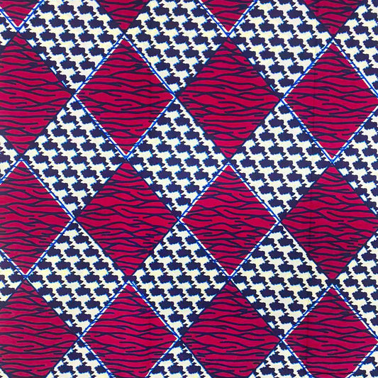 African Wax Print Fabric - Extra Long 6 Yards per Meter - Red, Pink, Brown, Navy - Smooth Soft Texture for Dresses, Skirts, Party & Wedding Dresses - Durable Sewing Fabric for Women'S Clothing - Ideal for Crafts & African Fas