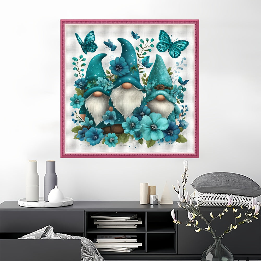 DIY Cross Stitch Kit - Whimsical Gnome & Butterfly Design, 11CT Embroidery Set for Living Room & Bedroom Wall Decor, Complete with Threads, Needles, and Instructions, Home Art Craft Kit|Playful Design|Detailed Embroidery, Cro
