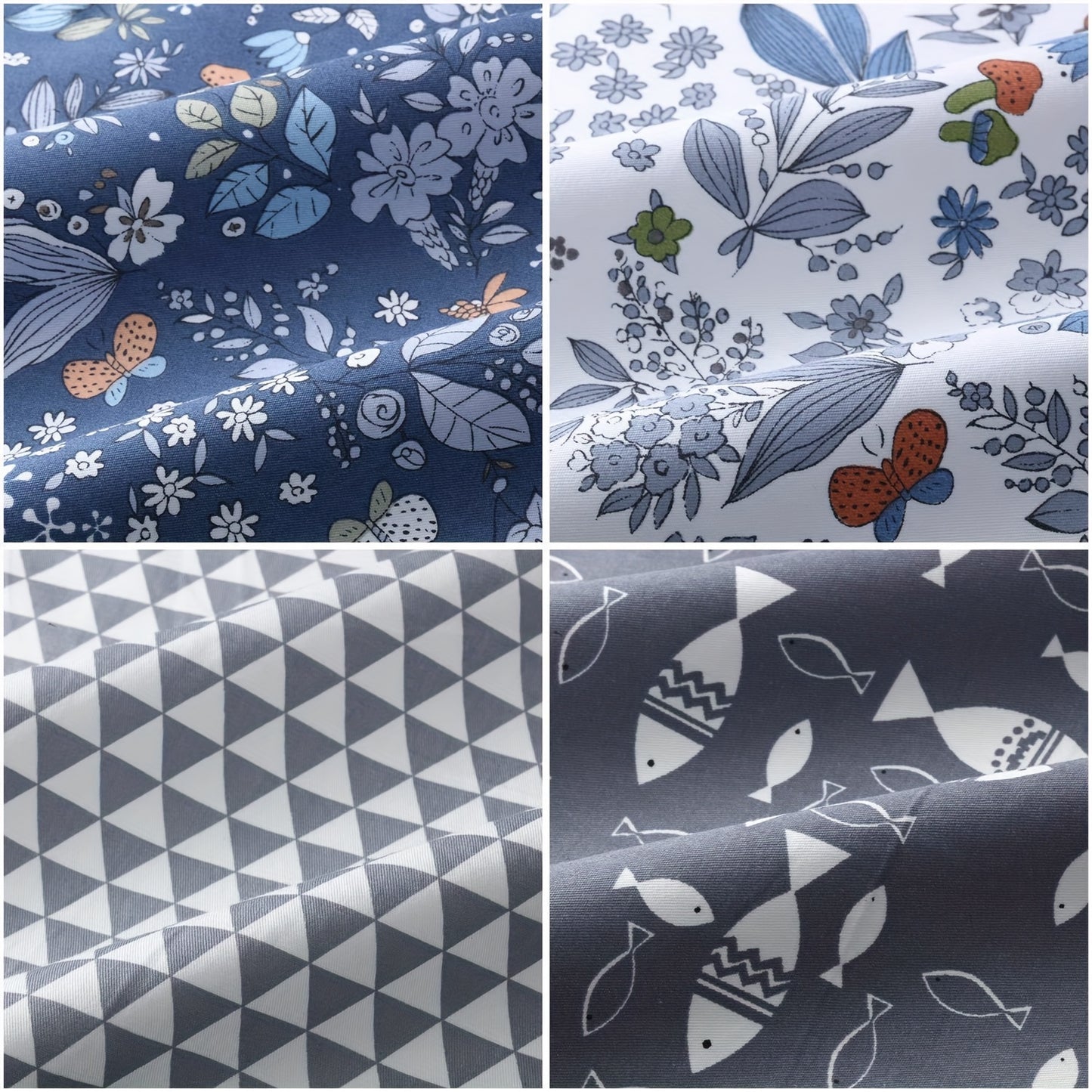 30pcs Floral Fabric Bundle - 10x10 Inch Pre-Cut Squares for Patchwork, Quilting, and DIY Crafts, Assorted Patterns Including Floral, Geometric, and Nature Motifs in Blue, Green, Yellow, Pink, and More, Hand Wash Only