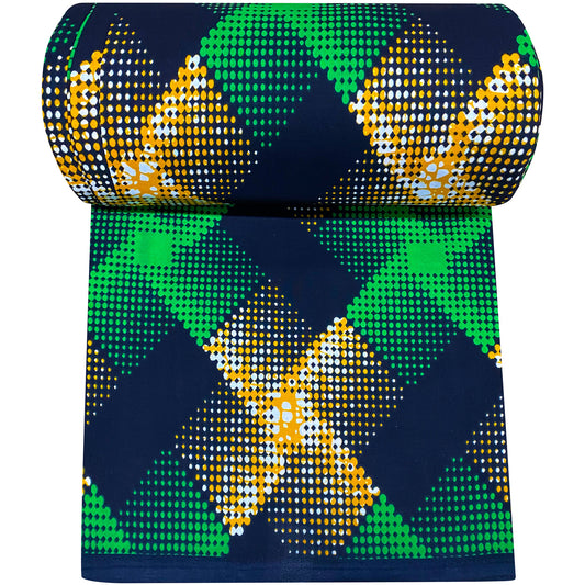 6 Yards (Pre-Cut) African Batik Fabric - Double-Sided 100% Wax Print Cloth with Purple Blue Golden Black Beige Indonesian-Inspired Traditional African Textile Patterns, Vibrant Colors for Crafts, Clothing, Home Decor & Fashio