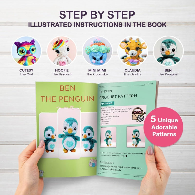 1620 Yards Beginner Crochet Kit for Adults and 79pcs Amigurumi Crochet Kit with 45 Skeins Yarn Ergonomic Hooks Accessories Set Storage Pouch and Amigurumi Book for Learning Crochet, Crochet Kit Beginner, Handmade Crochet, Cro