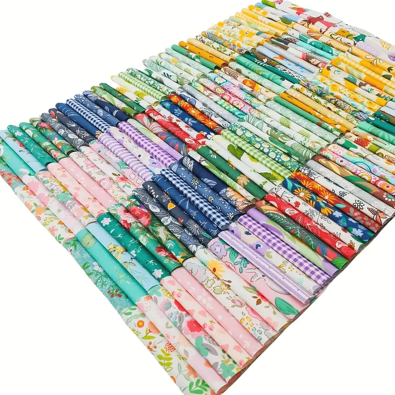 100PCS 10 x 10 cm Floral 100% Cotton Fat Quarters Fabric for Sewing and Quilting Bundles Precut Fabric Square for DIY Craft Patchwork