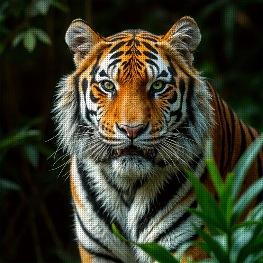 1set 40x40cm/15.7x15.7Inch DIY Cross Stitch Kit Frameless, Cute tiger, stamped cross stitch kits, Cross Stitch Set for Home Decor, Includes Patterned Fabric & Threads, Perfect for Living Room Entrance or Bedroom Decoration an