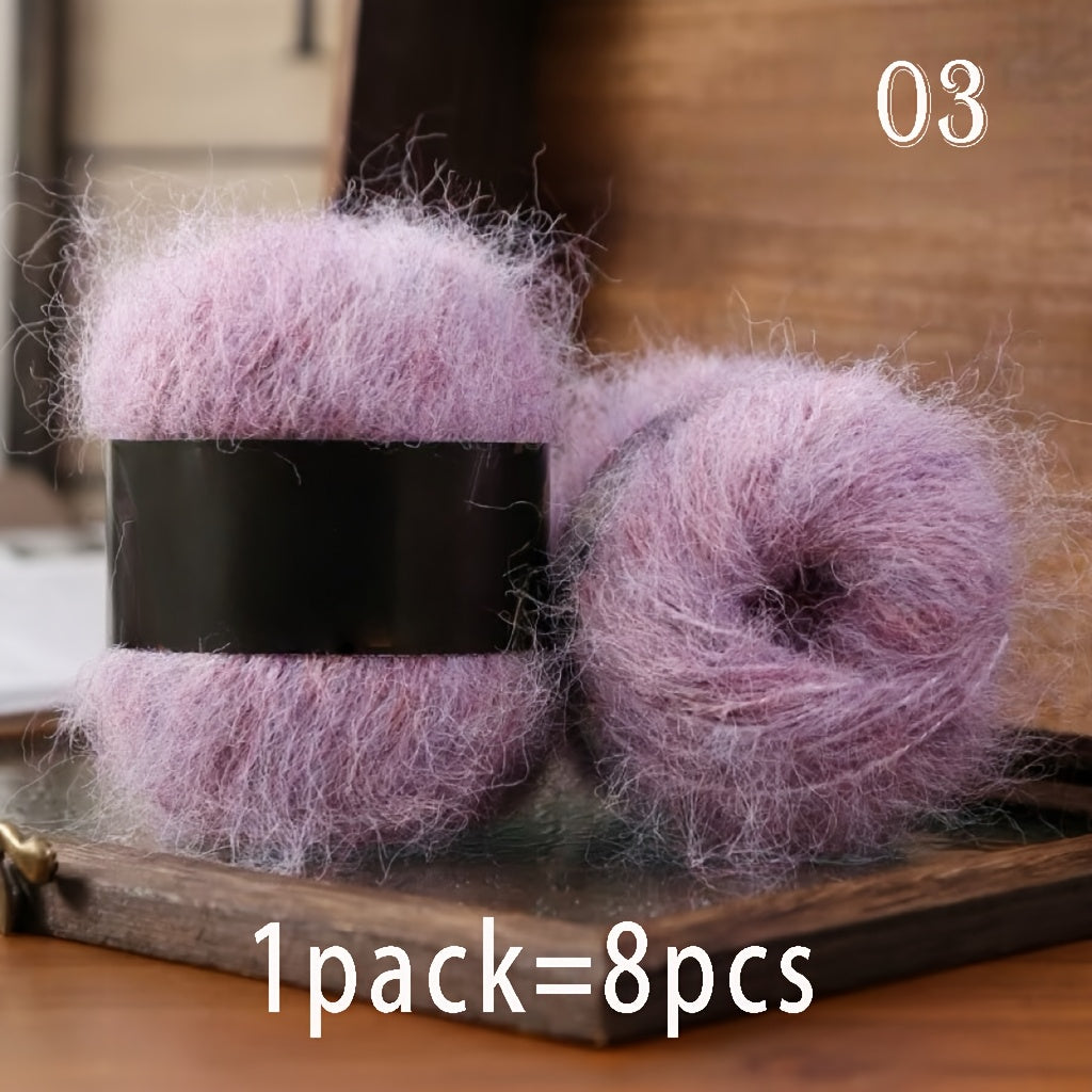 8pcs Luxury Alpaca & Yarn, Soft Fluffy Cloud Fiber Blend for Knitting and Crochet, Fashion Sweaters, Cardigans, Scarves, Hats, Shawls, Tops, Coats, Alpaca,