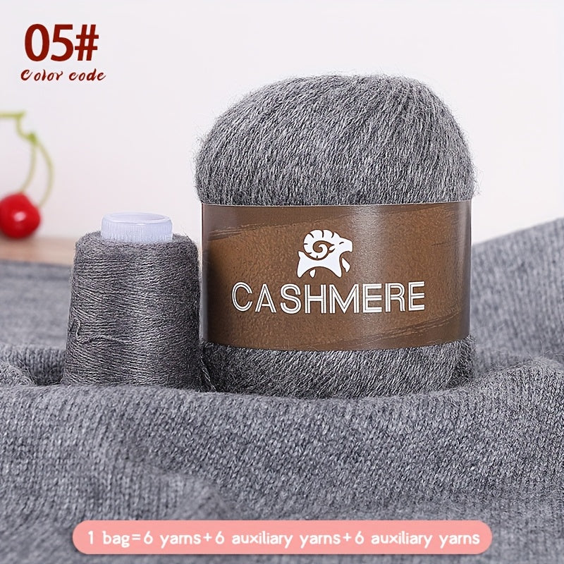 6Pairs Cashmere 100. Yarn, Soft Warm Yarn for DIY Crocheting And Knitting Hat, Scarf Total 300G+120G