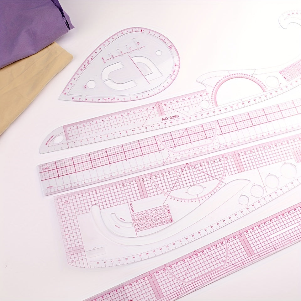 6pcs Curve Cutting Rulers Soft Patchwork Ruler Sewing Tool Kit Measure Tailor Drawing Template Sewing Accessorie, Sewing Tools, Fabric Measuring, Tailoring Equipment, Precision Rulers, Drafting Tools, Smooth Edges, Sturdy Tem