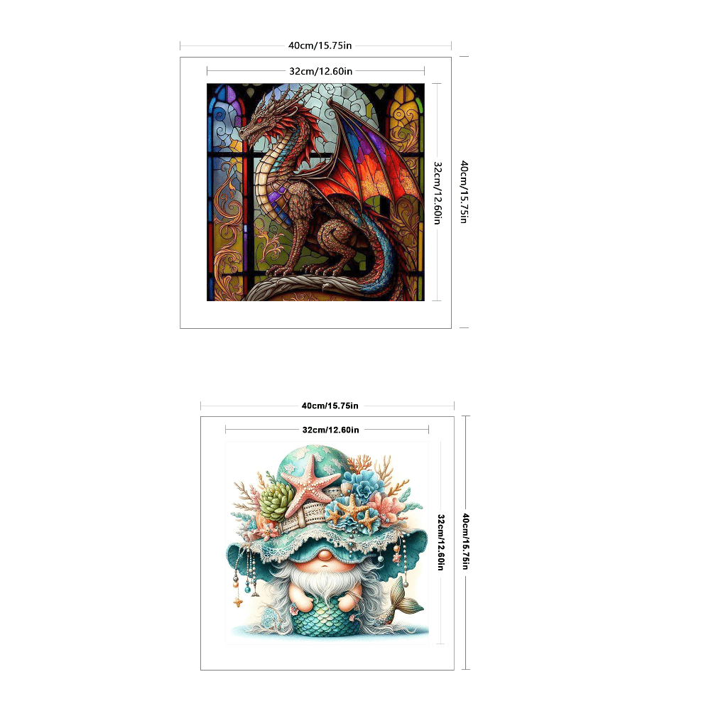 Printed cross stitch kit - 1pc, full embroidery 11ct 3-strand 15.75*15.75in, made of eco-cotton thread, without frame, two styles - pterosaur and goblin, embroidery sewing kit, DIY wall decoration kit, cross stitch kit, Cross