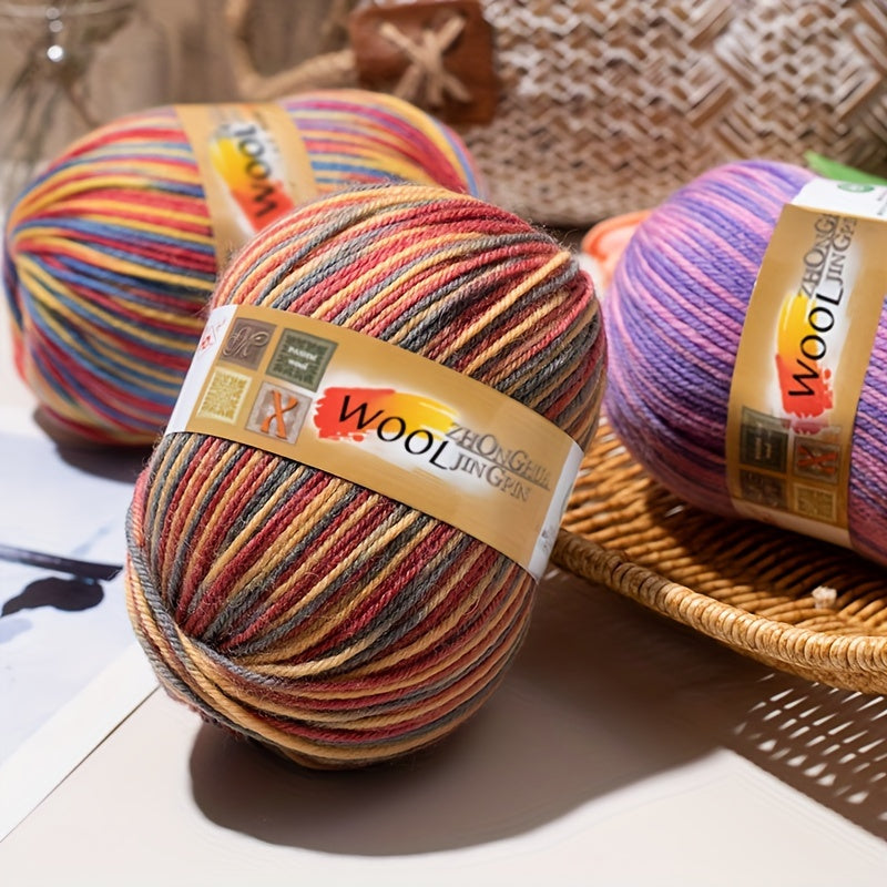 5pcs/set Wool 100.00% Yarn, Gradient Section Dye Wool Thread Soft And Skin-friendly Yarn Suitable For Crocheting And Knitting Sweater, Blanket, Scarf, Hat 100g/pc