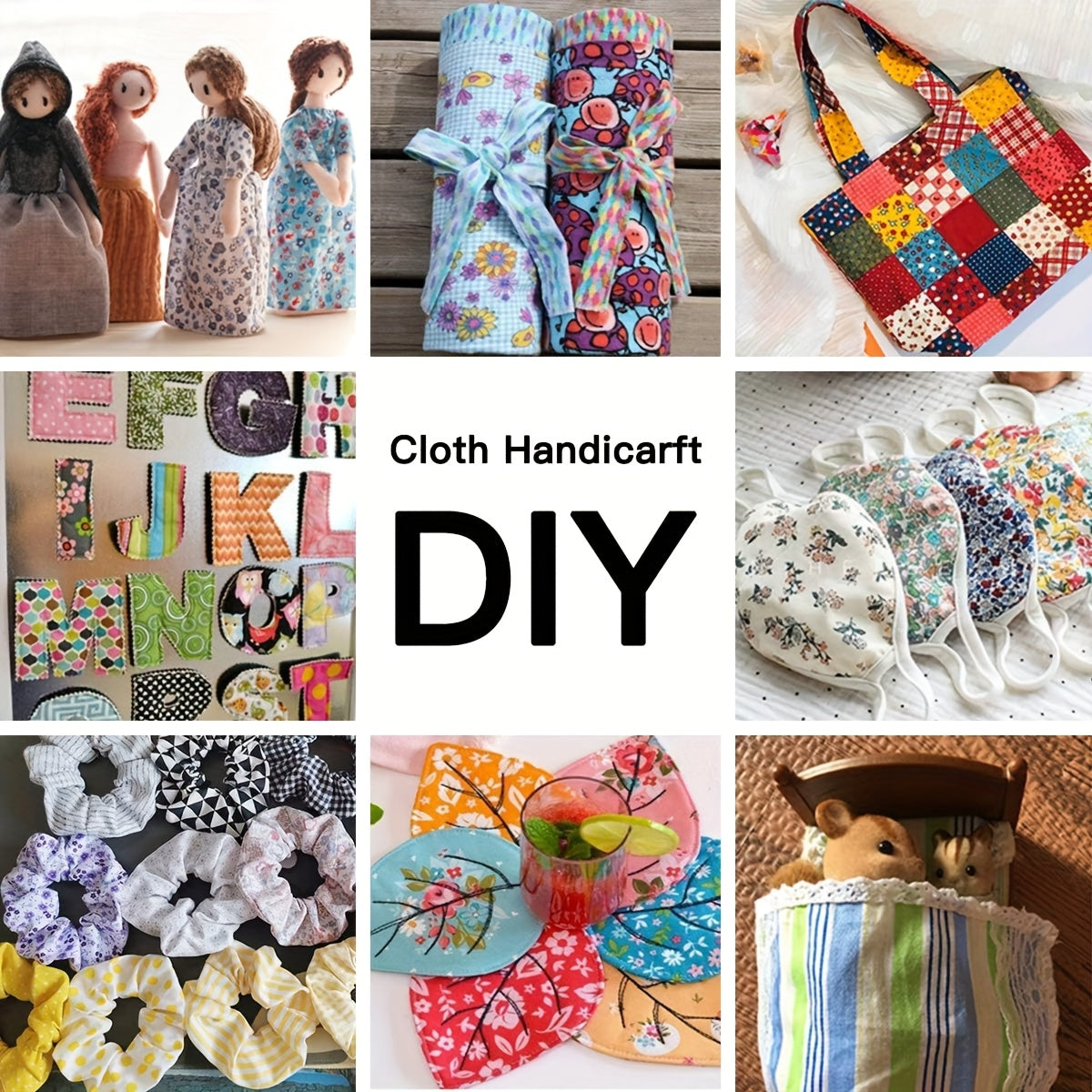 7pcs 9.84inch x 9.84inch Cotton DIY Making Supplies Quilting Patchwork Fabric Fat Quarter Bundles for Quilting, Different Patterns Printed Cotton Squares Handmade Craft Cloths Bundle for Sewing Patchwork, Quilting, DIY Scrapb