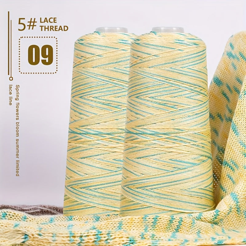 2pcs 620g 90% and 10% Linen Yarn | Soft Light Beige, Ideal for Knitting, Crocheting, Handcrafts - 2025 New Segment Dyeing 5# Lace Thread, Lightweight and Breathable for Spring and Summer Crafts - Professional Use