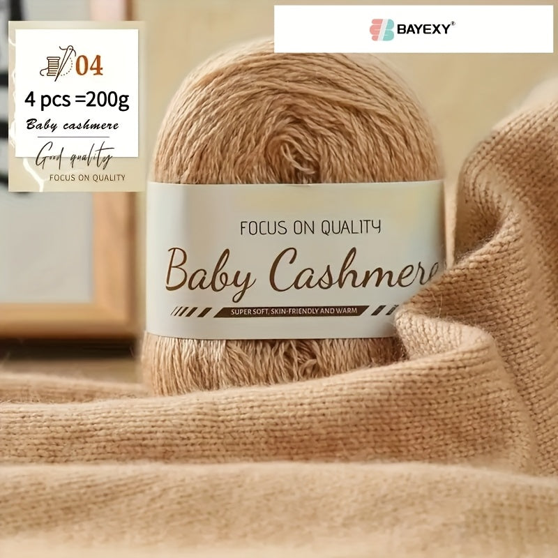 4pcs 200g Luxury Cashmere Yarn | Suitable for Hand Knitting Sweaters, Scarves, and Shawls - Soft, Warm, Multicolored Wool by BAYEXY