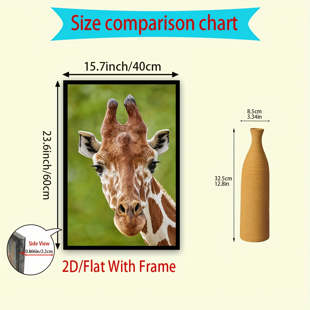 2D Flat, Framed Giraffe Close-Up Canvas - Modern Classic Wall Art Poster Print, Vibrant Giraffe Face Picture, Living Room, Bedroom Decor, 2D Flat, Giraffe Cross Stitch Kit, Giraffe Cross Stitch Kits