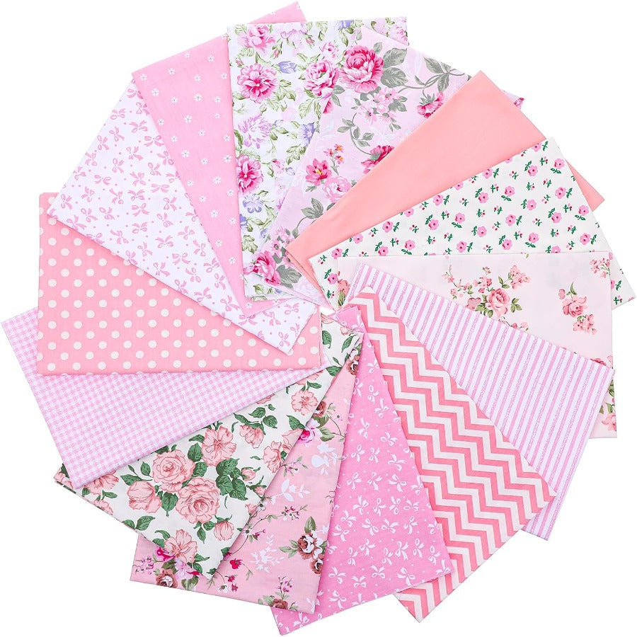 40pcs 100% Cotton Patchwork Fabric - Pre-Cut Squares 4.96inch (each) Suitable for Quilting, Sewing Projects, DIY Crafts - Pink & Multi-Color, Ideal for Beginners & Experts