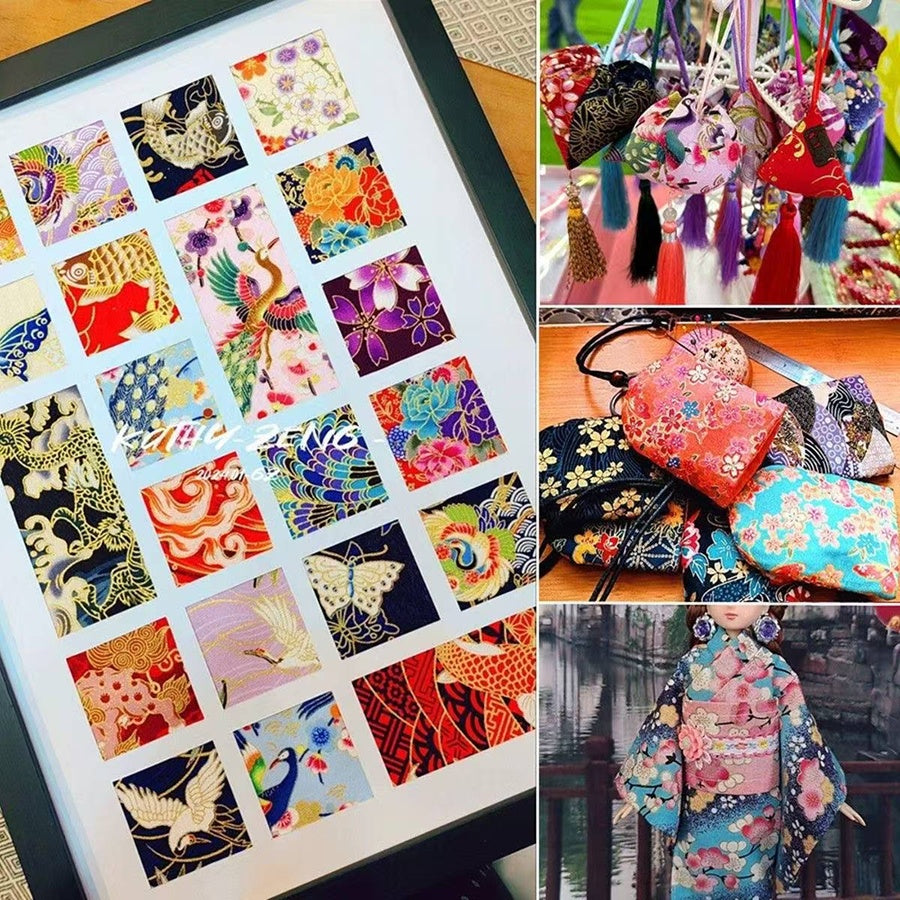 100pcs Golden Stamping Cotton Squares - Pre-Cut Floral fabric with Deep Red Floral Pattern, for Quilting, Sewing, Scrapbooking, Japanese-Inspired Crafts - Ideal Christmas/Birthday Gift for Crafters, Sewing Projects, Vibrant C