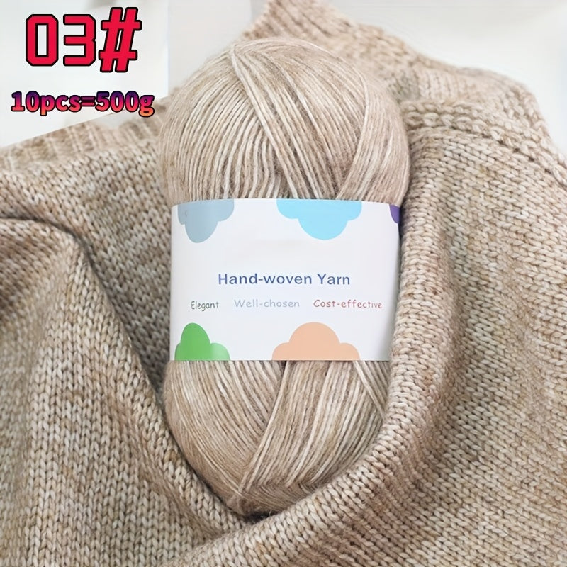 1 Large Bag of 1.1 LB Affordable Colorful Bamboo Fiber Yarn for Handmade Materials, Knitted Fashion Sweaters, Scarves, Hats, Shawls, Jackets, Hollowed-Out Jackets, Clothing Accessories Yarn Balls, Bamboo Fiber 85% 1 Bag = 10p