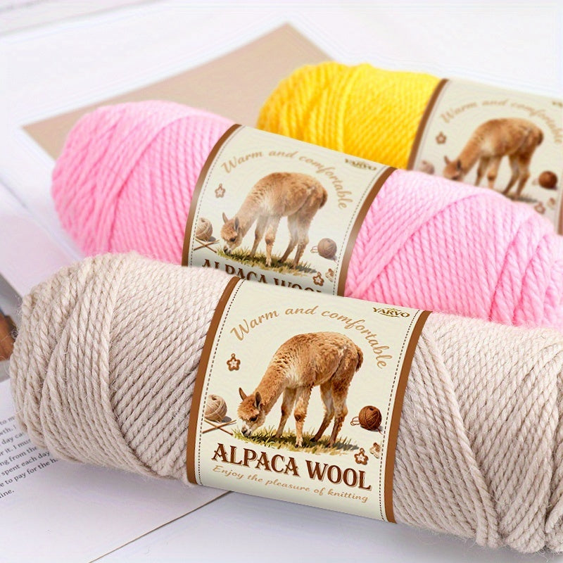 1 Pack (5 Balls) 500g Alpaca Wool Yarn - Thick Warm Winter Knitting Fiber, Alpaca Wool Yarn for DIY Hand-Knitting Scarves, Hats, Sweaters, Multi-Color (Brown/White/Black/Gray/Tan) - Perfect Gift for Crafters & Cold Weather
