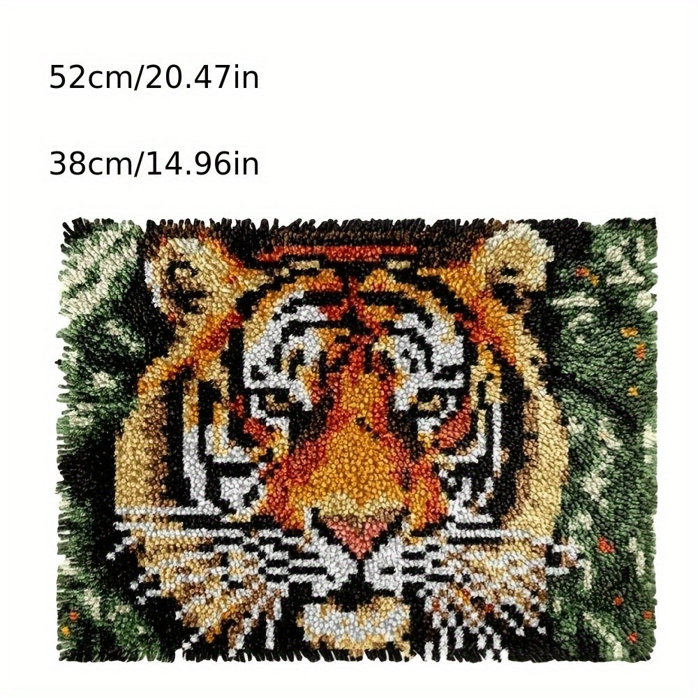 DIY Smirne Stitch Carpet Kit for Adults - Handmade-Style Turkish- Inspired Face with Pre-Printed Patterns, Crochet/Cross-Stitch-like Sewing on Canvas, All-Season Animal Theme (Amateur-Friendly Craft Project), Cross Stitch Kit