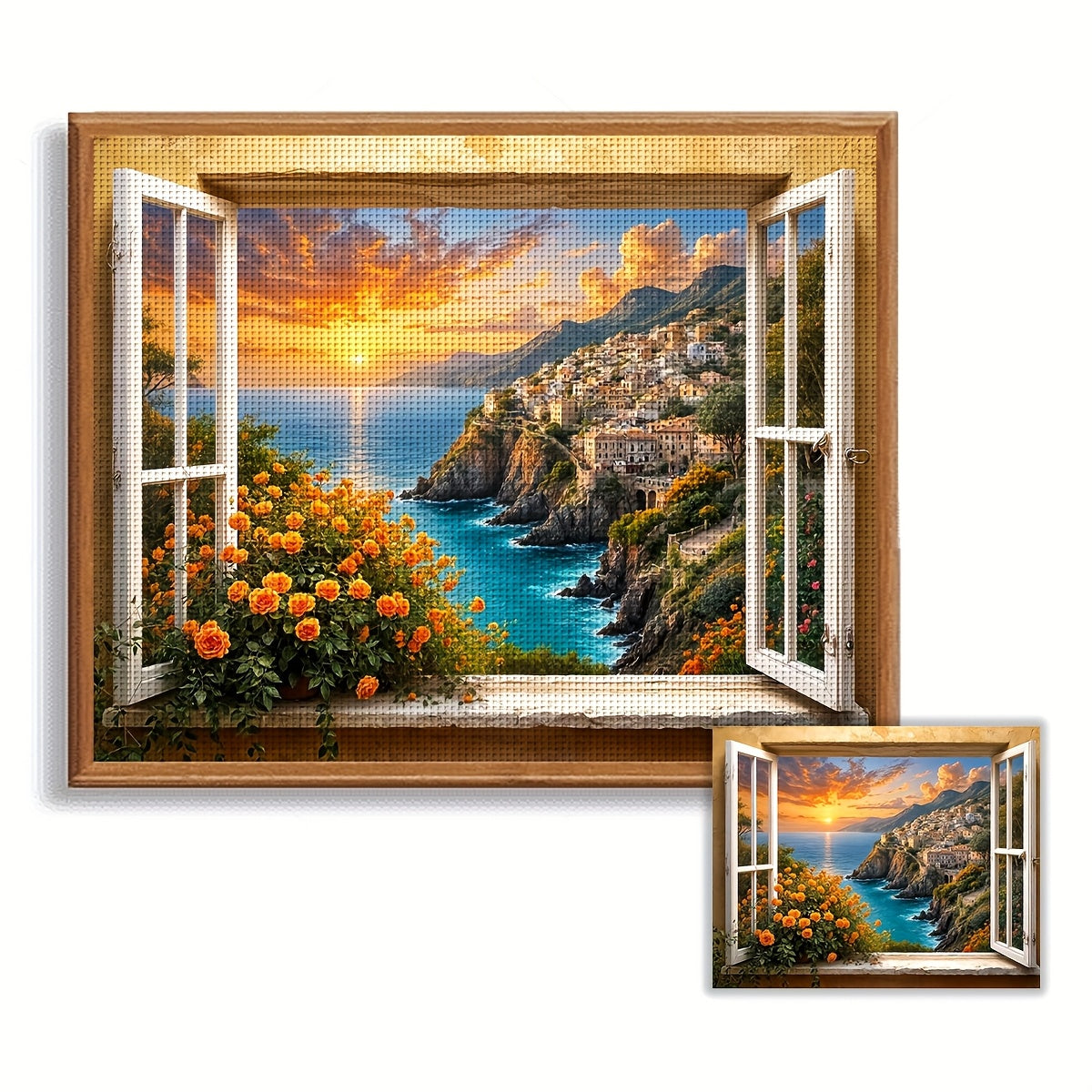 ZUOANLF 1set 40x50cm/15.7x19.7Inch DIY Cross Stitch Kit Frameless, Beautiful scenery, stamped cross stitch kits, Embroidery Set for Home Decor, Includes Patterned Fabric & Threads, Perfect for Living Room Entrance or Bedroom