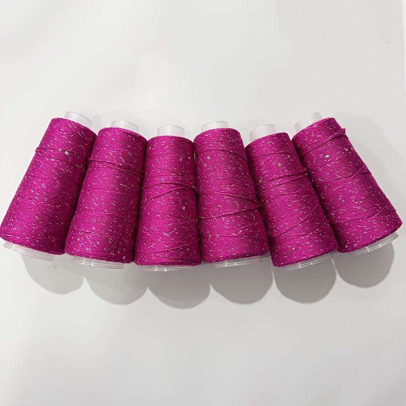 6pcs of Sequined Lace Yarn, Soft And Breathable, Suitable for Knitting And Crocheting Sweaters, Hats, Coats, Available in Various Colors, 10.58 oz.