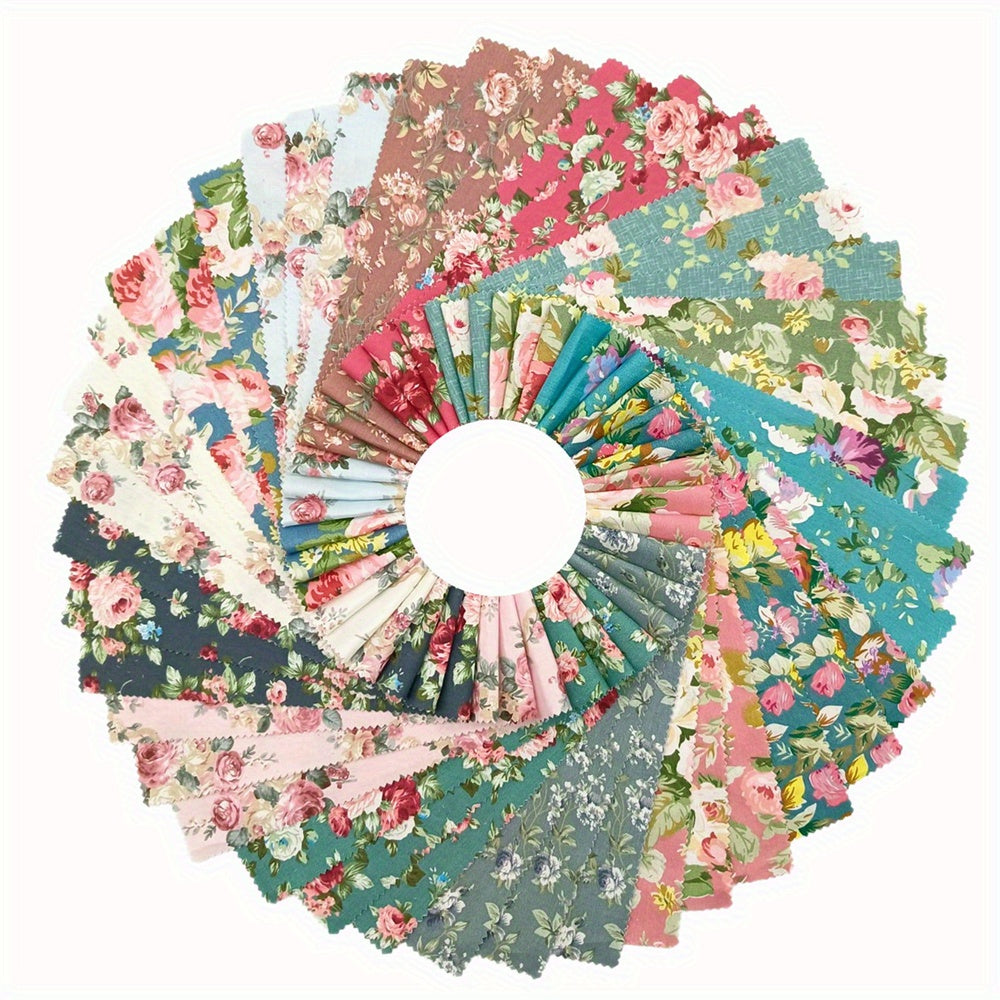42pcs Jelly Roll Strip - Floral Crafting Fabric with Roses, Daisies, Peonies - Pastel Floral Patterns Pink, Red, Blue, Green, Teal, Beige, - for Scrapbooking, Quilting, DIY Crafts, Gift Wrapping - Large 2.5x19.5" Strip - Idea