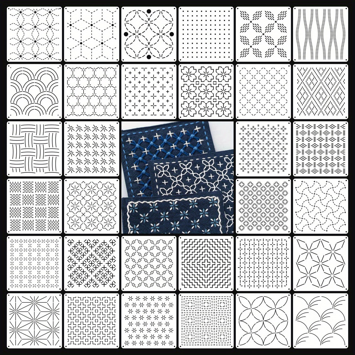 32pcs fashionable, exquisite, creative design embroidery templates, reusable geometric embroidery pattern templates, gifts for parties, parties, Christmas, Halloween, Thanksgiving, and family and friends, Bead Embroidery Kits