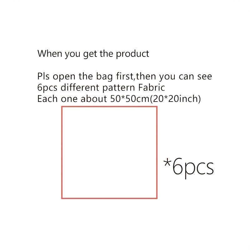 6pcs 19.99''x19.99''(50cm*50cm) Square Shape, Flower, Striped, Polka Dot Cotton Fabric for Sewing, Cotton Flower Polka Dot Bundle DIY Patchwork Quilt Cloth, Craft And Hobby Fabric(Red), Hobby Material, Sewing Fabric, Patchwor