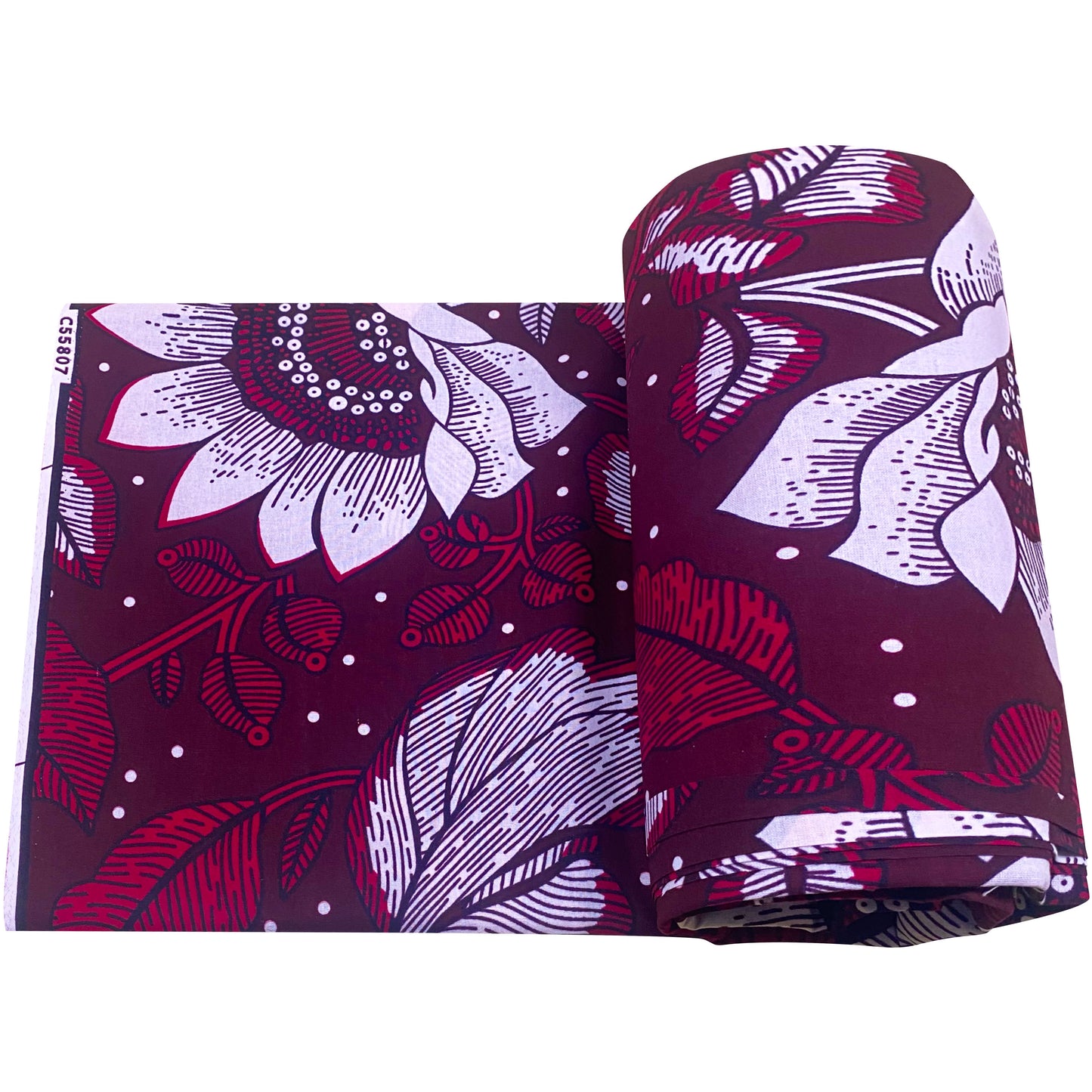 Handmade 100% African Print Calico Fabric - Vibrant Red & Floral Pattern with Dots, Double-Sided Medium-Length Cloth for Men & Women, 6 Sizes Available | Traditional African Ethnic Style for Clothing, Accessories & Crafts | H