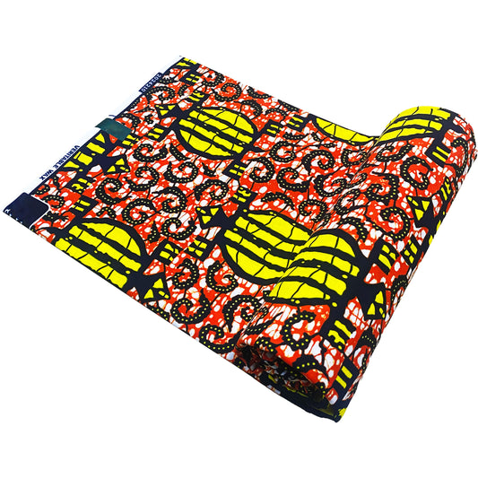 100% Cotton African Wax Print Fabric by the - 6 Yards Sold (Per Meter Pricing Available) - Soft Smooth Ghanaian Ankara Cloth for Dresses, Skirts, DIY Wedding & Party Dresses - Women's African Fashion Material