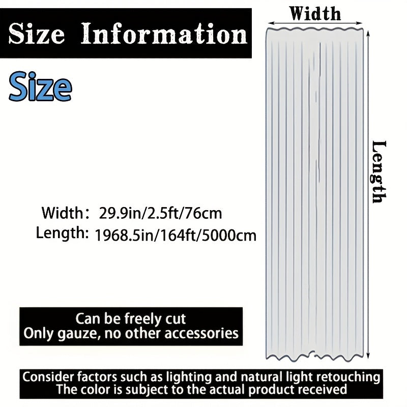 1 Roll, 164ft of Vibrant Polyester Tulle Fabric | 100% Polyester Transparent Material for Wedding, Party, Halloween, Christmas Decorations, Chair Bows, and Table Runways, Hand Wash Only, Handmade Mesh Fabric, DIY, Fabric For
