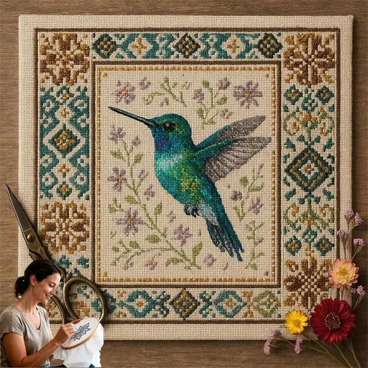 Hummingbird Cross Stitch Kit, Counted Cross Stitch Kits, Cardinal Embroidery,  Decorative Artwork, Floral Embroidery, Highquality Thread, Stitching Supplies, Hobbyists, Craft Enthusiasts
