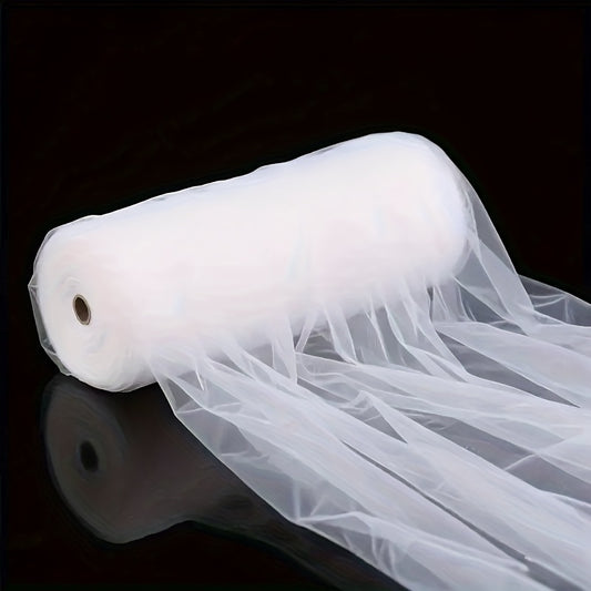 1 Roll of 50 Yards Extra-Long White Tulle Fabric - High Elasticity and Decorative Sheer Curtain, Suitable for DIY Weddings Bridal Showers Birthday & Anniversary Parties Halloween Christmas Décor Party Backdrop Holiday Gift O