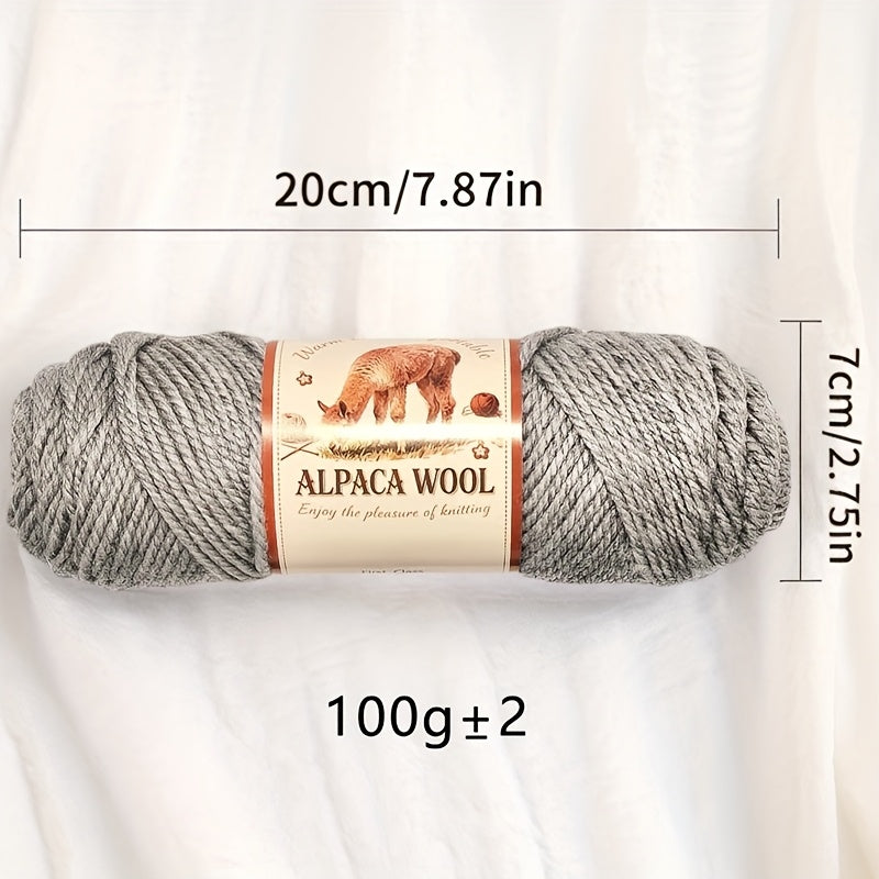 1 Pack (5 Balls) 500g Alpaca Wool Yarn - Thick Warm Winter Knitting Fiber, Alpaca Wool Yarn for DIY Hand-Knitting Scarves, Hats, Sweaters, Multi-Color (Brown/White/Black/Gray/Tan) - Perfect Gift for Crafters & Cold Weather