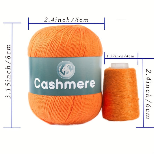 6-Ply Hand-Knitting Yarn for Self-Knitted Cashmere Sweaters, Includes Matching Yarn for Machine-Knitted Cashmere Hats and Scarves, Knitting Needles, and Yarn Balls