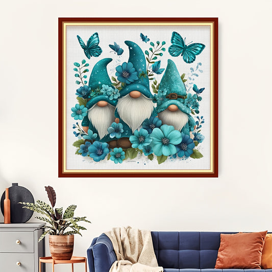 DIY Cross Stitch Kit - Whimsical Gnome & Butterfly Design, 11CT Embroidery Set for Living Room & Bedroom Wall Decor, Complete with Threads, Needles, and Instructions, Home Art Craft Kit|Playful Design|Detailed Embroidery, Cro