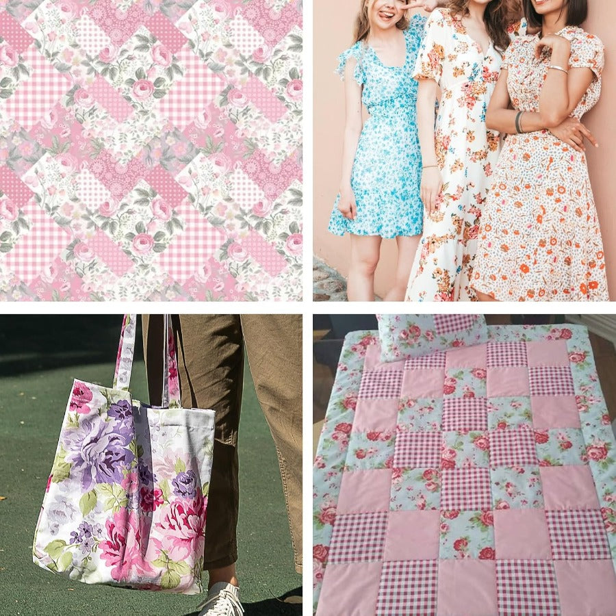 40pcs 100% Cotton Patchwork Fabric - Pre-Cut Squares 4.96inch (each) Suitable for Quilting, Sewing Projects, DIY Crafts - Pink & Multi-Color, Ideal for Beginners & Experts