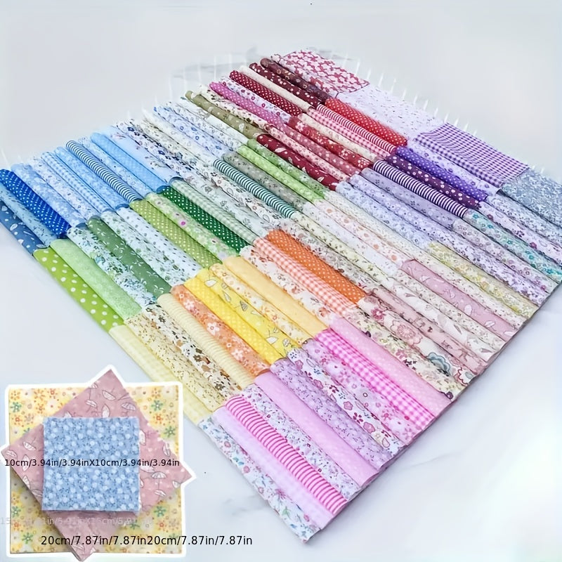 One Hundred Pieces Of Cotton Floral Fabric Waste Are Used As Patchwork DIY Handicraft Materials For Making Doll Clothes.