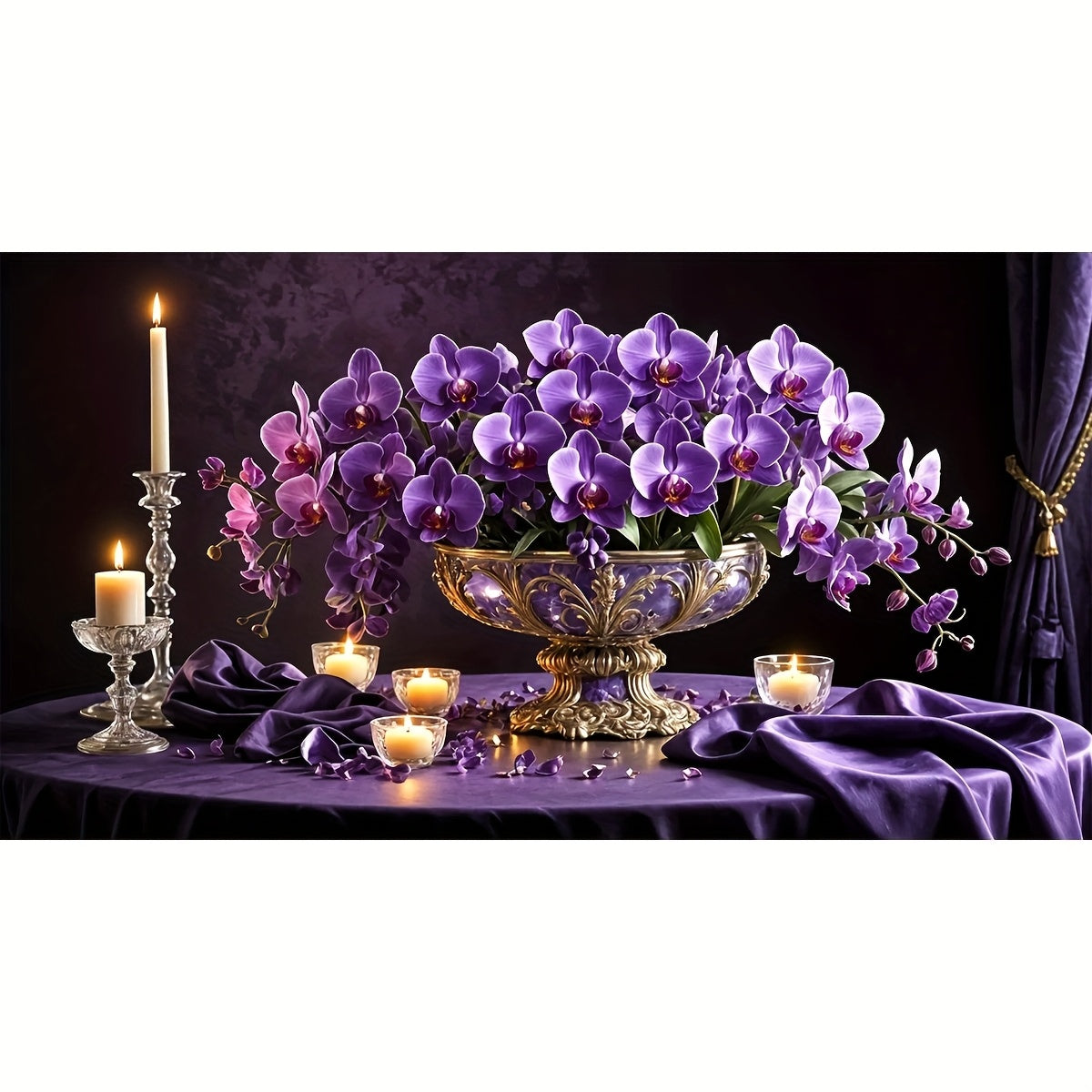 ZUOANLF 1set 40x70cm/15.7x27.6Inch DIY Cross Stitch Kit Frameless, Beautiful Phalaenopsis, stamped cross stitch kits, Embroidery Set for Home Decor, Includes Patterned Fabric & Threads, Perfect for Living Room Entrance or Bed