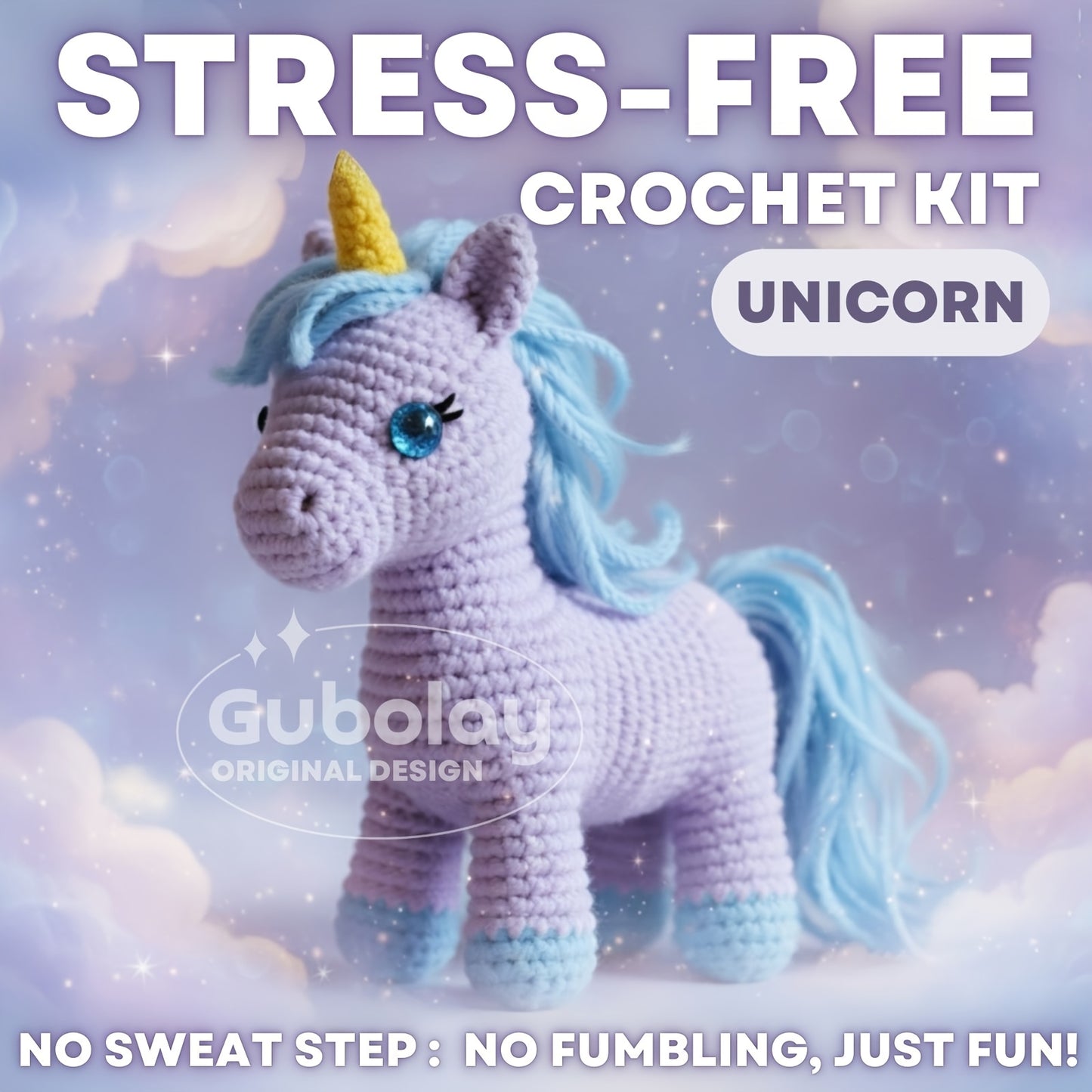 Complete Unicorn Crochet Starter Kit for Adults Beginners with Step-by-Step Video Tutorial & Amigurumi Doll - Soft Yarn (30% Extra), Hook & Accessories Included | Stress-Free DIY Craft Gift for Crocheting Cute Unicorns | All-