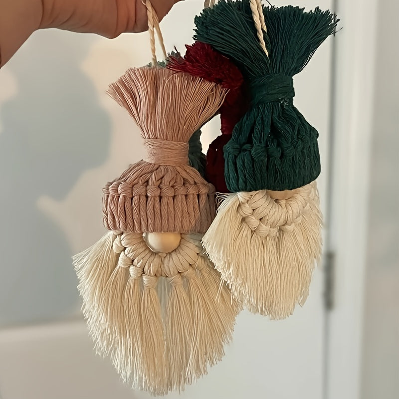 4pcs DIY Macrame Christmas Gnomes Santa Claus Kit DIY Macrame Santa Claus for Christmas Tree Decor Christmas Tree Hanging Gnomes Santa Elf Instructions Included Holiday Decor