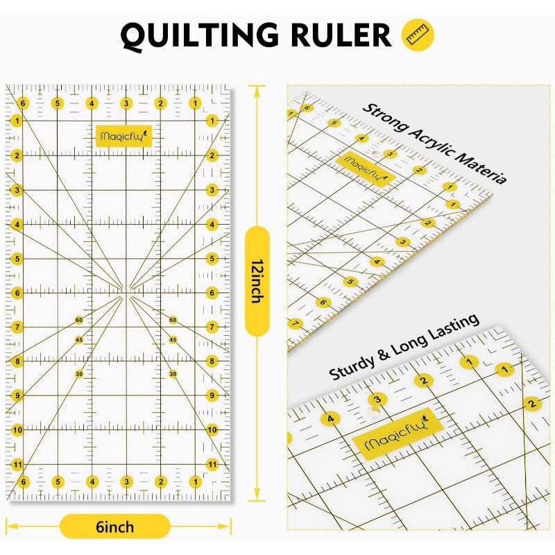 Complete Rotary Cutter Set with 45mm & 28mm Fabric Cutters, A3 Self-Healing & 12x6 Inch Quilting Ruler - Heavy-Duty Double-Sided Cutting Board for Quilting, Sewing, Fabric Crafting Kit with 10 Blades (for hobbyists & Professi