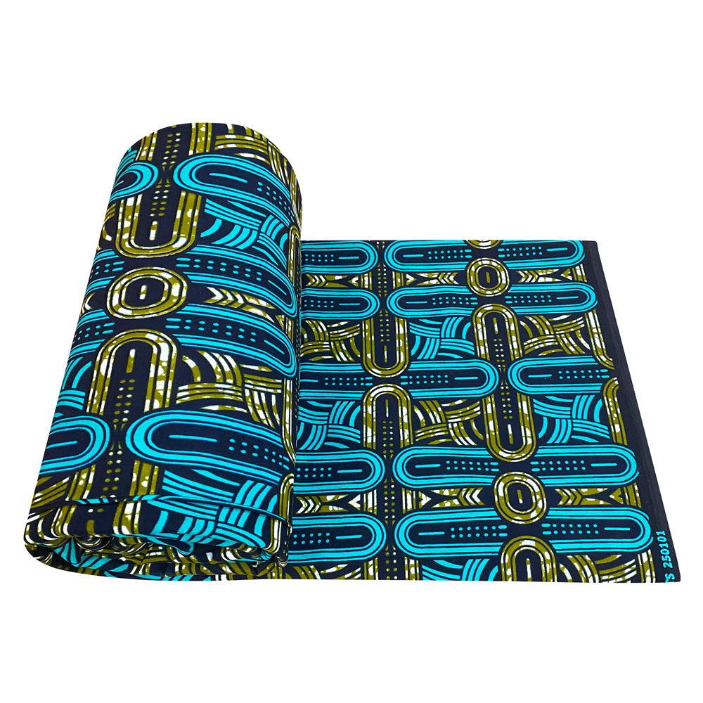 Double-sided 100% Cotton Ankara Fabric | Soft and Smooth, Geometric Chain Pattern, Creative Fabric for Garment Making, Crafts, and Bag Decoration, Hand Wash Only